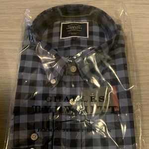 Charles Tyrwhitt Navy Gingham Twill Shirt